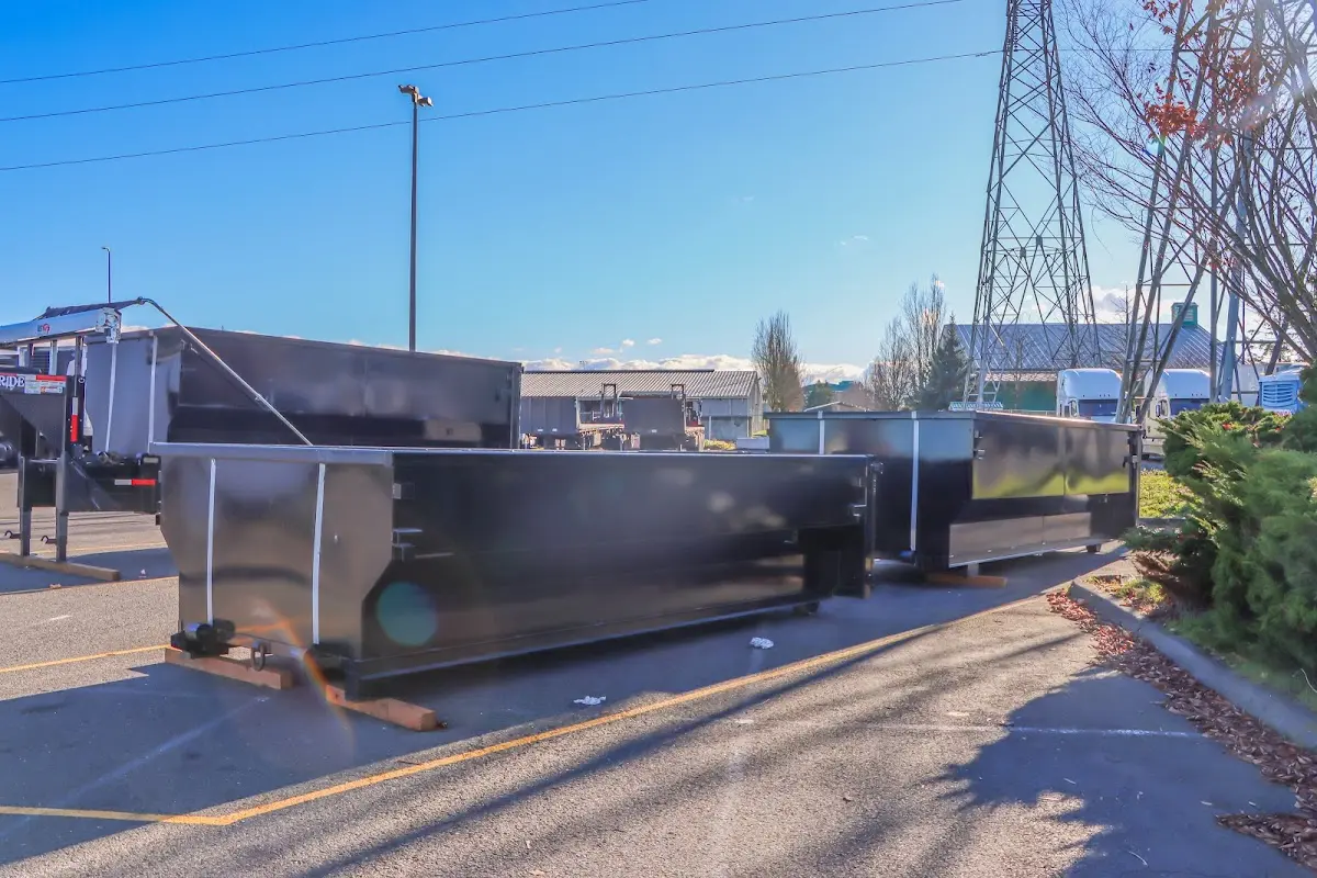 Roll-off dumpster ready for waste disposal at job site for 8 Yard Dumpster Rental in Catalina